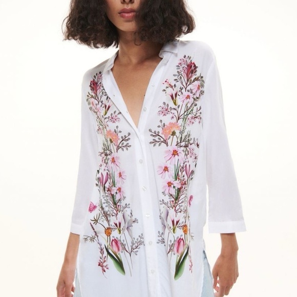 Reserved Boho Floral Ecological viscose shirt Size Small - Picture 1 of 14